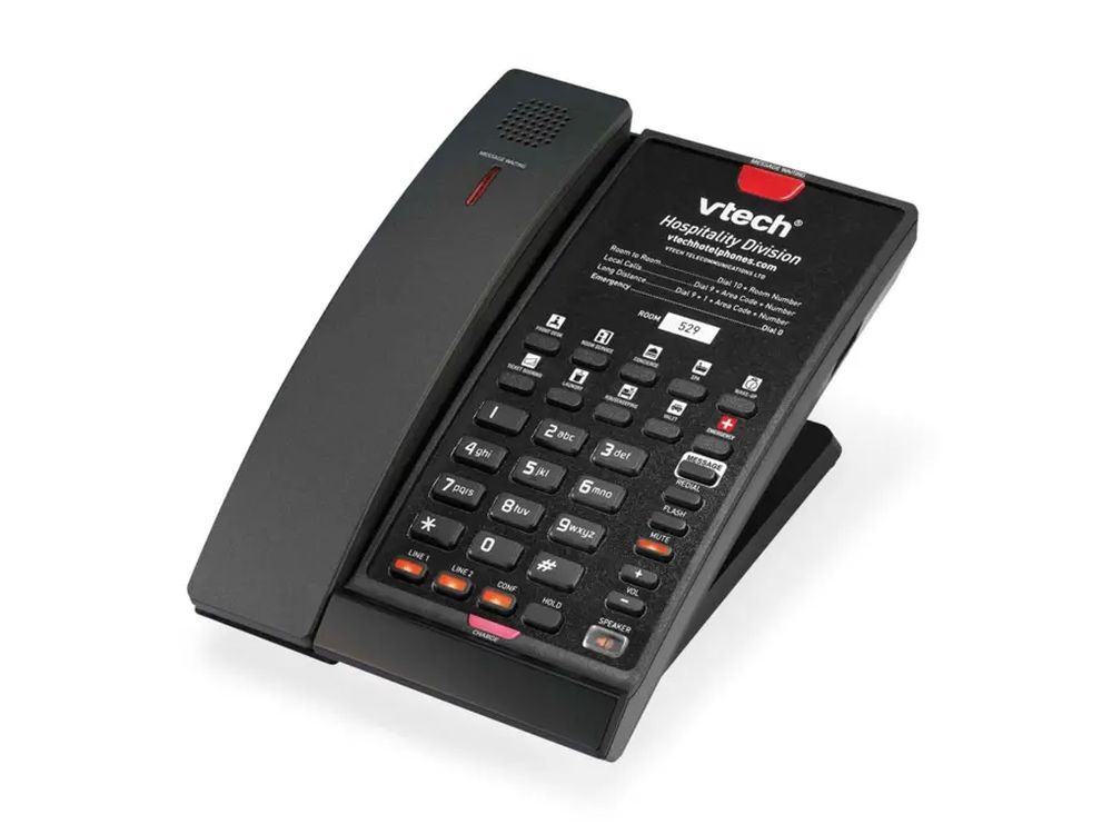 CTM-S2422 Matte Black (5 Keys) 2-Line  SIP Cordless Phone, 5 Programmable Keys
