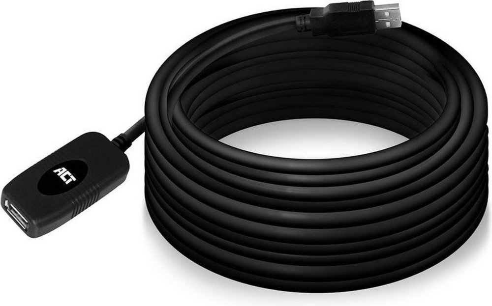 ACT AC6010 | USB 2.0 Signaalversterker | USB-A naar USB-A | 10m | Zwart