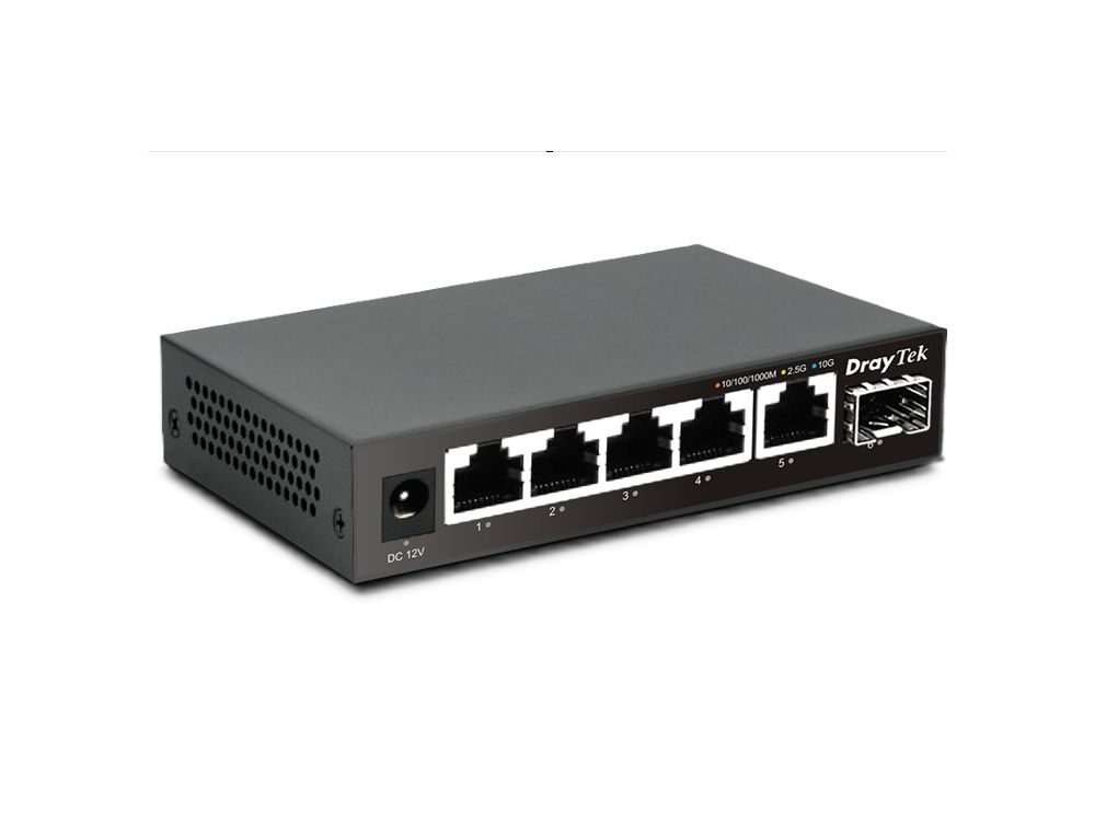 VigorSwitch Q60x 5 poorten 2,5 Gigabit + 1 SFP+  (10 Gigabit) poort, unmanaged switch