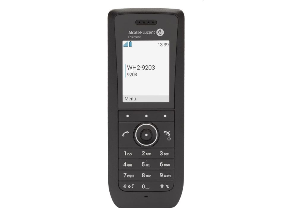 Alcatel-Lucent Enterprise 8158s WLAN Handset inclu includes set, battery, belt clip, regulatory sheet