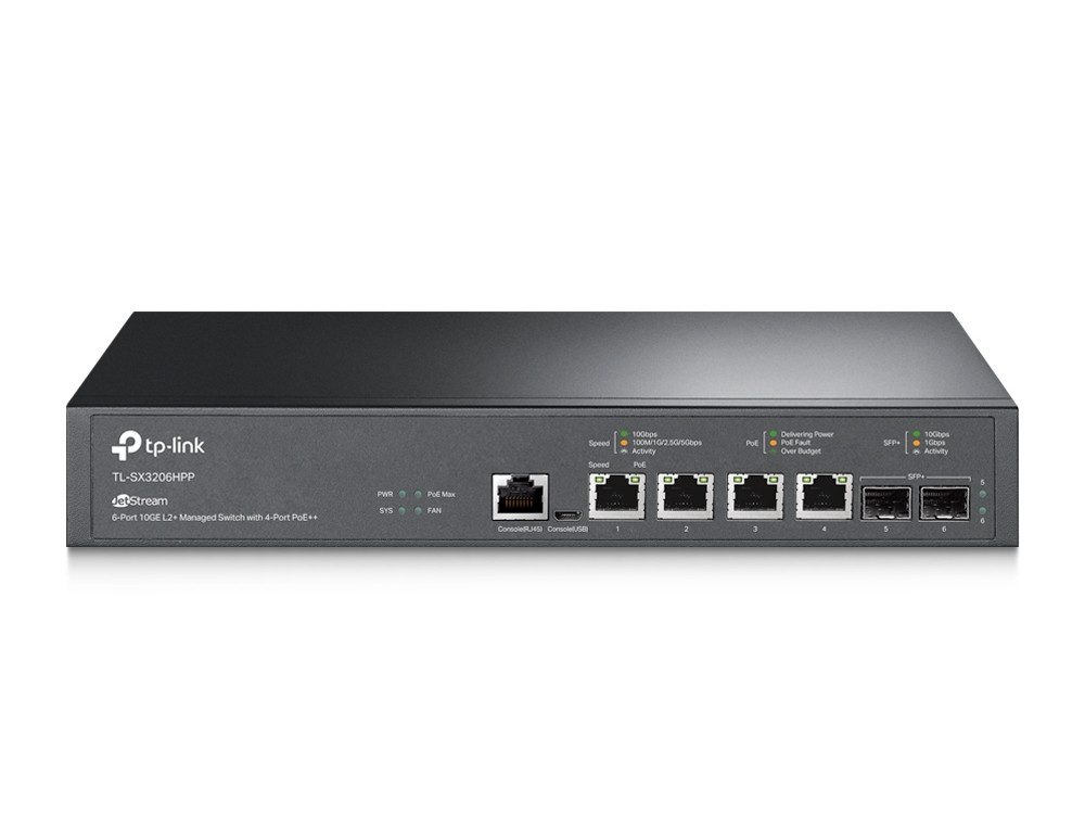 Omada -JetStream 6-Port 10GE L2+ Managed Switch with 4-Port PoE++