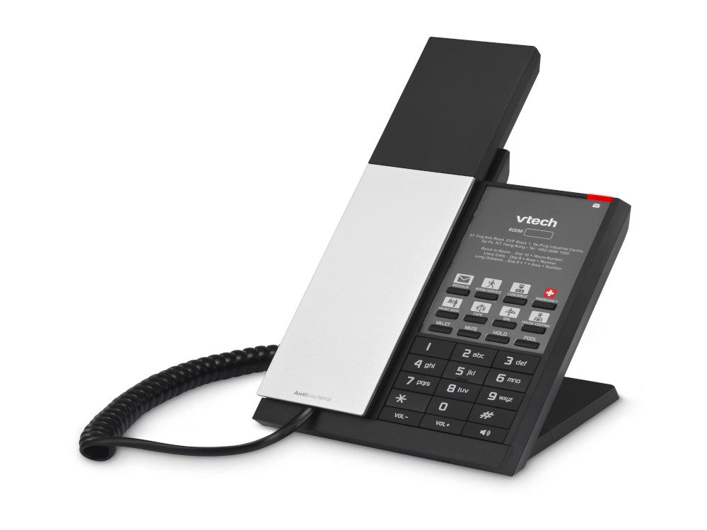 NG-A3211 Silver Black (6 Keys) 1-Line Analog Corded Phone 6 programmable keys