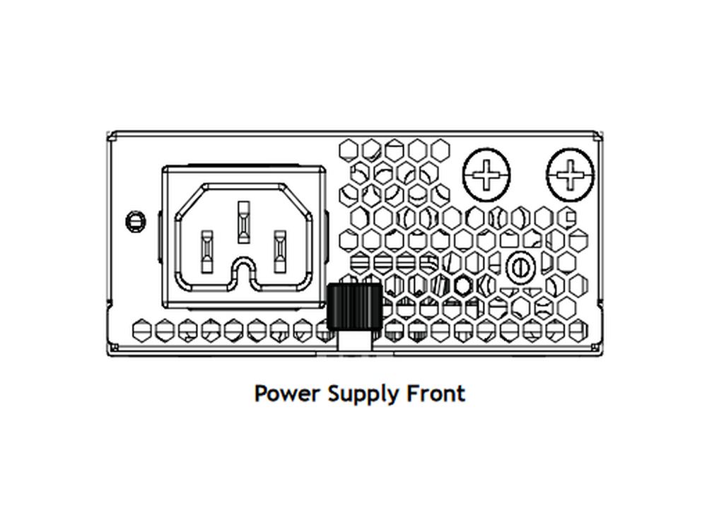 OS6865-BP modular 180 W AC backup power supply. Provides system and PoE power to
