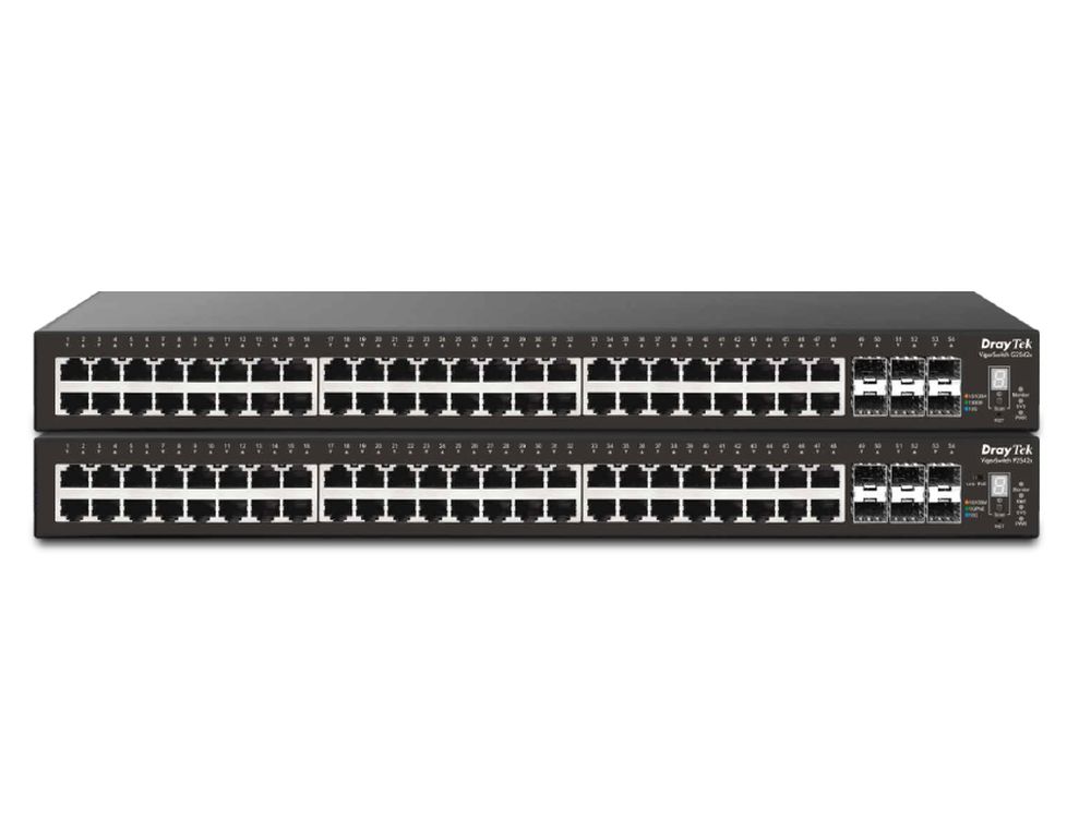 VigorSwitch 2542x 48 poorts Gigabit PoE + 6 10G L2+ Managed Switch