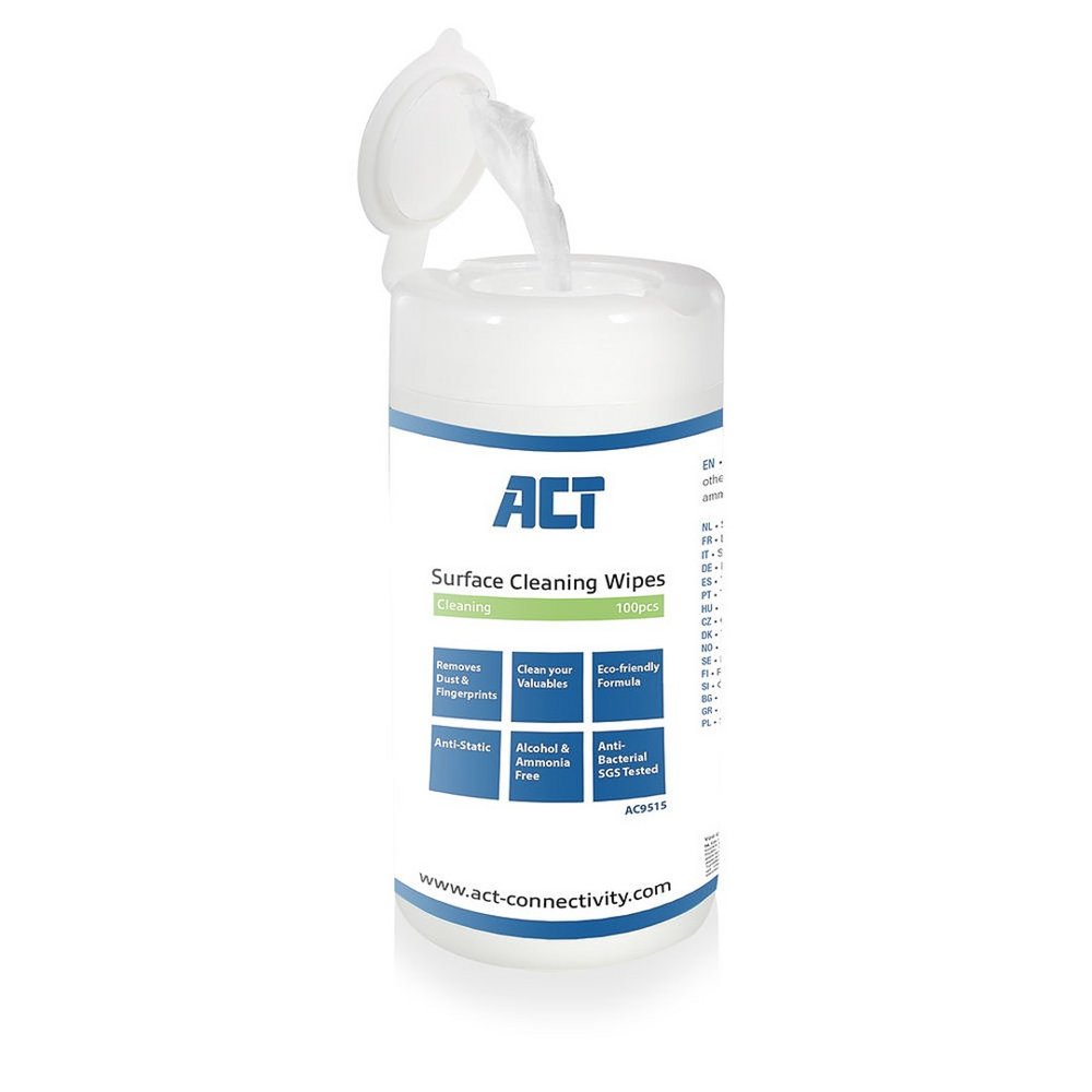 ACT AC9515 Schoonmaakdoekjes voor Beeldschermen | 100 stuks