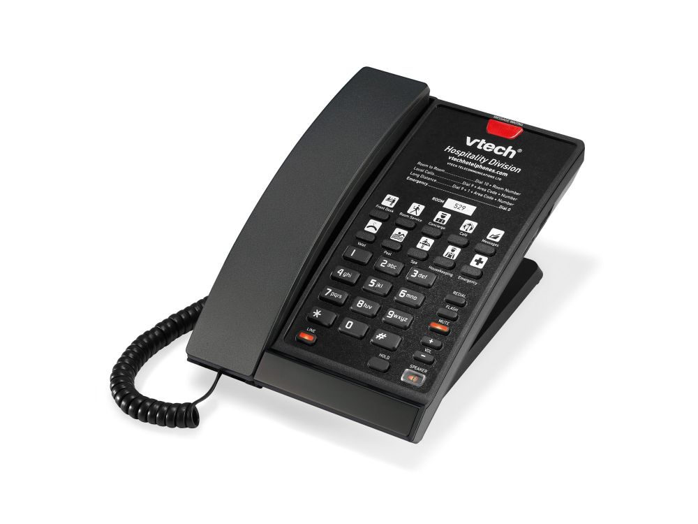 S2210-X Matte Black (10 Keys) 1-Line SIP Corded HotelPhone, 10 Programmable Keys