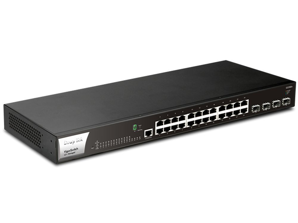 VigorSwitch G2282x 24 poorts Gigabit + 4 SFP+  (10 Gigabit) poorten Layer 2+ managed switch,