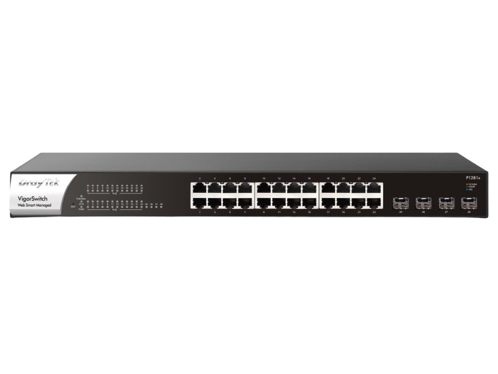 VigorSwitch P1281x 24 poorts Gigabit PoE + 4SFP+