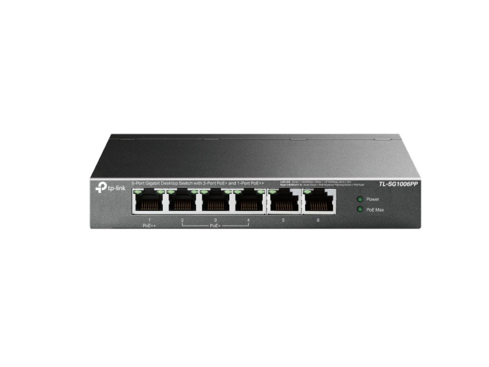 6-Port Gigabit Desktop Switch with 3-Port PoE+ and 1-Port PoE++