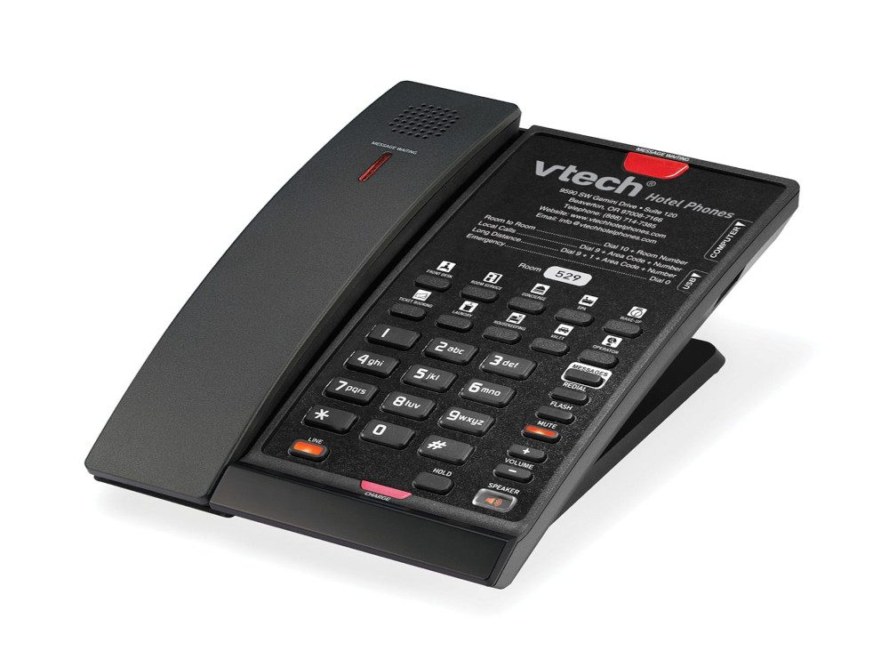CTM-S2411-X Matte Black (5 Keys) SIP Cordless Hotel Telephone, 5 programmable Keys