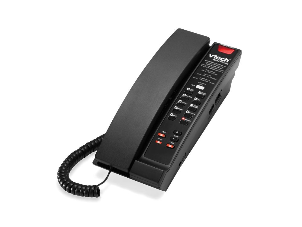 S2211-X Matte Black (5 Keys) 1-Line SIP Petite Hotel Telephone, 5 Programmable