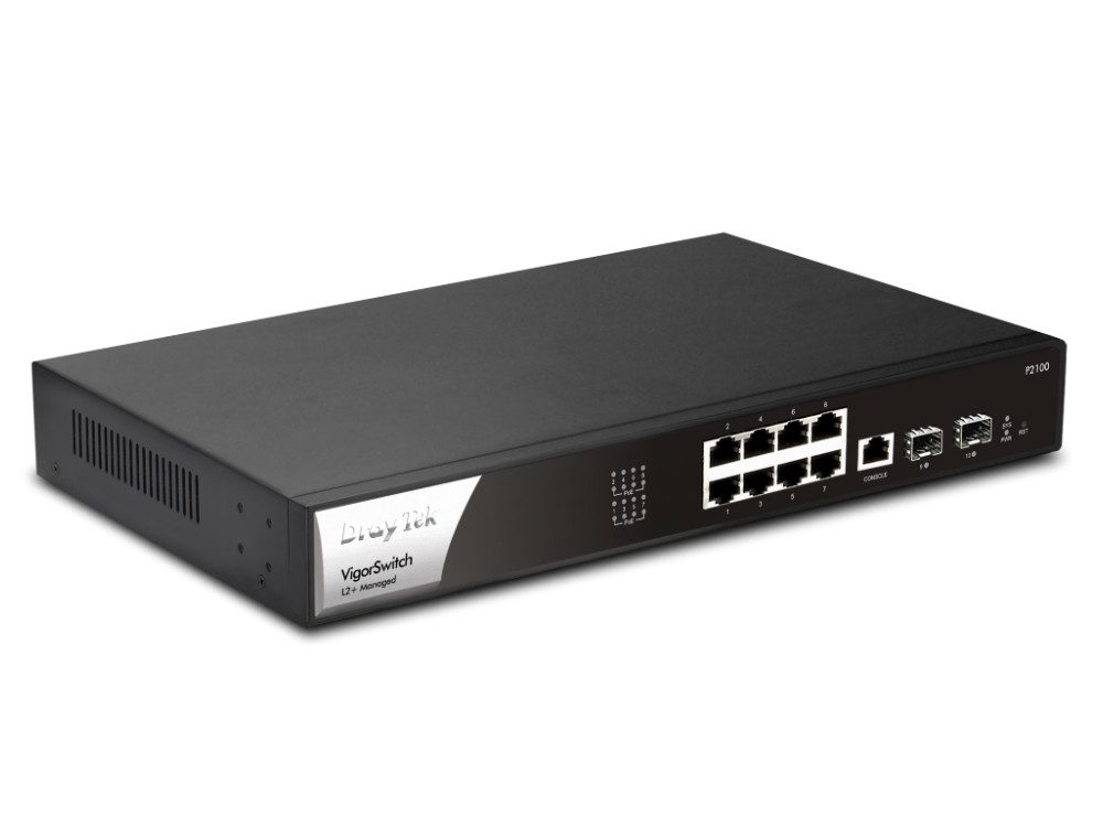 VigorSwitch P2100 10 poorts Gigabit switch 8 poorten Gigabit PoE+