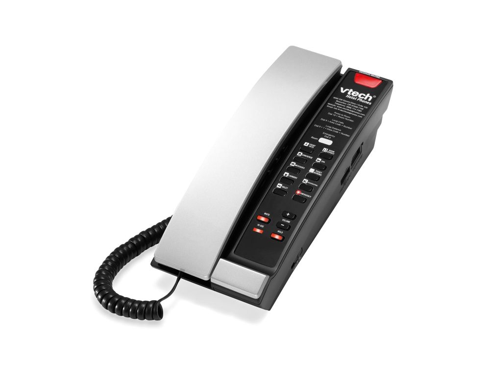 S2211-SPK Silver & Black (10 Keys) Speaker 1-Line SIP Petite Hotel Telephone, 10 Programmable