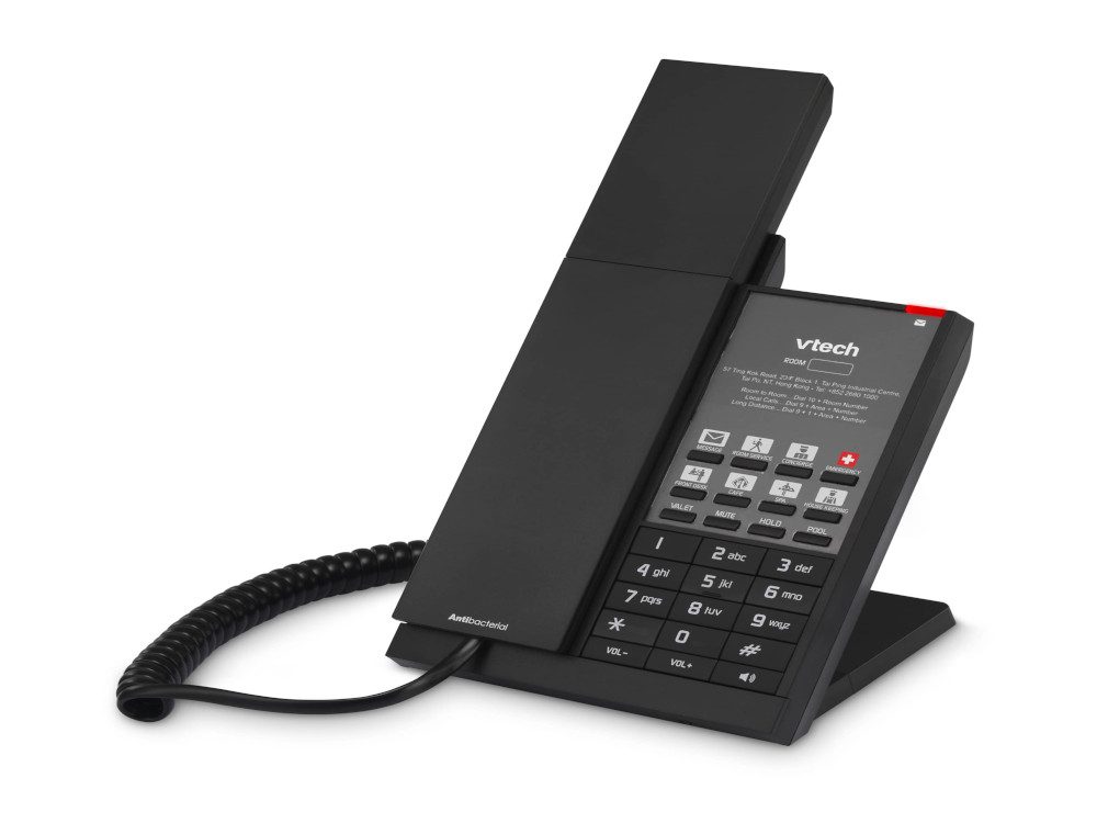 NG-A3211 Matte Black (2 Keys) 1-Line Analog Corded Phone 2 programmable keys