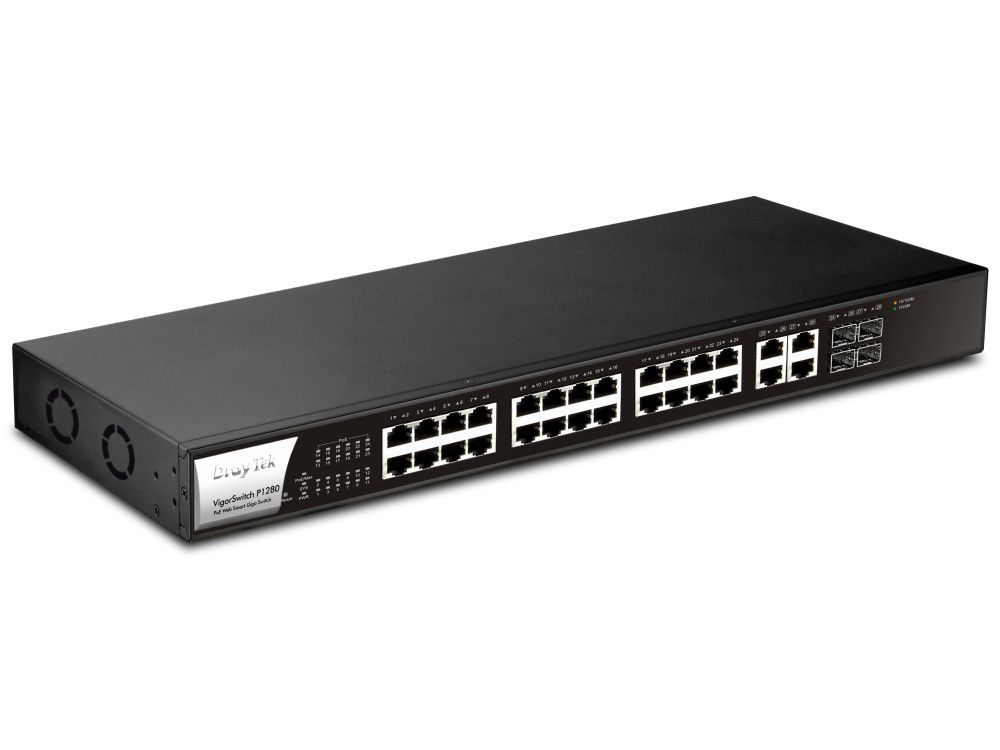 VigorSwitch G1282 24 poorts Gigabit + 4 SFP Combo poorten