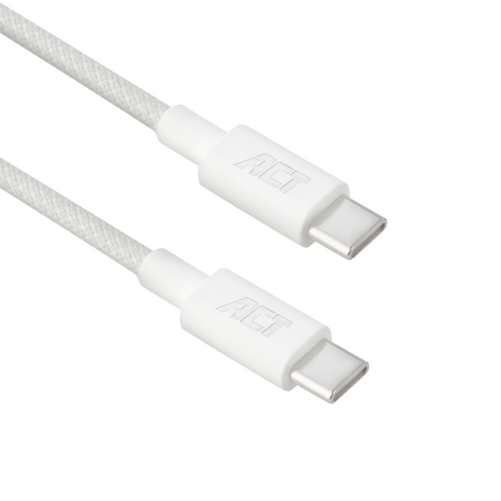 ACT AC3081 | USB 2.0 Kabel | USB-C naar USB-C | 60W | 480Mbps | Wit | 2 Meter