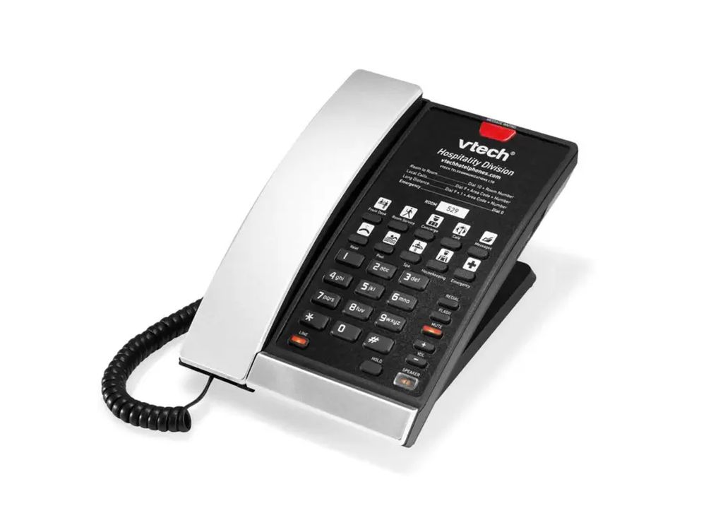 S2210-X Silver & Black (5 Keys) 1-Line SIP Corded Hotel Phone, 5 Programmable Keys
