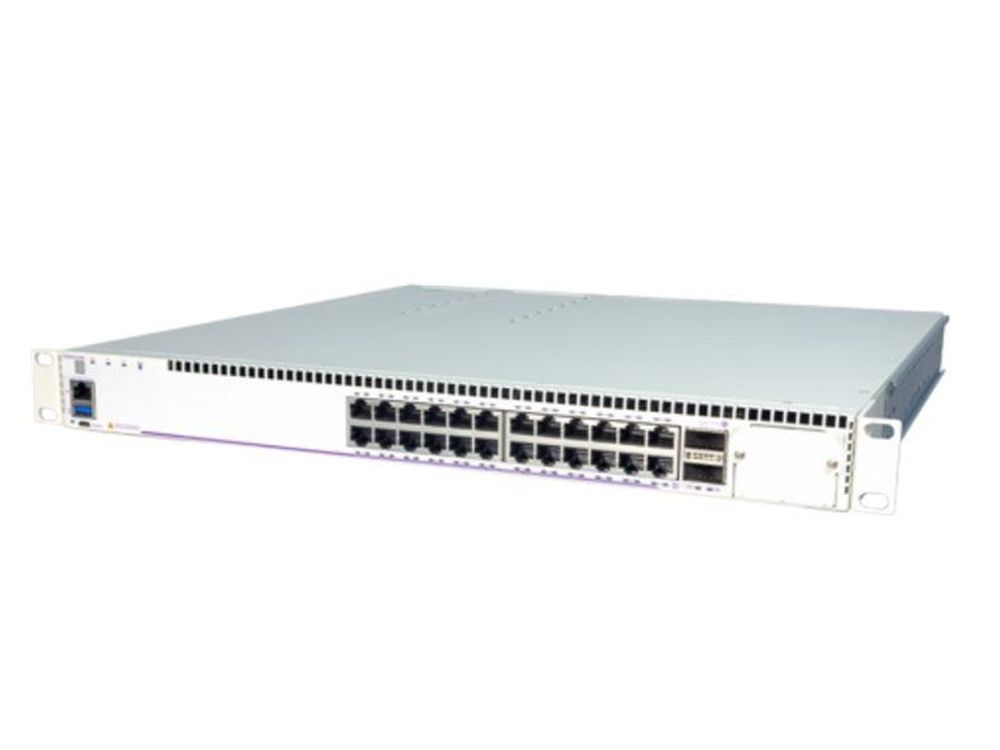 OS6870-P24M: Fixed chassis with 24x10G multi-giga 95W bt PoE ports, 2x200G QSFP56 VFL ports