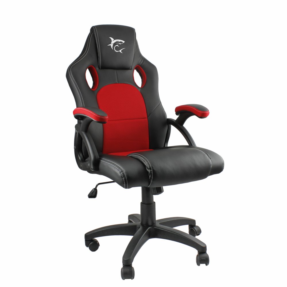 White Shark KING'S THRONE | Universele Gamestoel | Gestoffeerde Gevoerde Zitting | Zwart/Rood